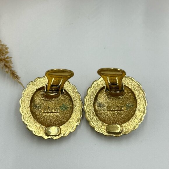 Vintage ALFRED SUNG Black Anchor Clip On Earrings - Picture 4 of 4